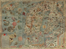 Kartillustrasjon fra 1500-tallet som viser de skandinaviske landene